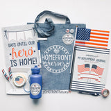 Homefront Heroes, LLC: Original Deployment Milestone Box: Deployment Prep with Blue Water Bottle